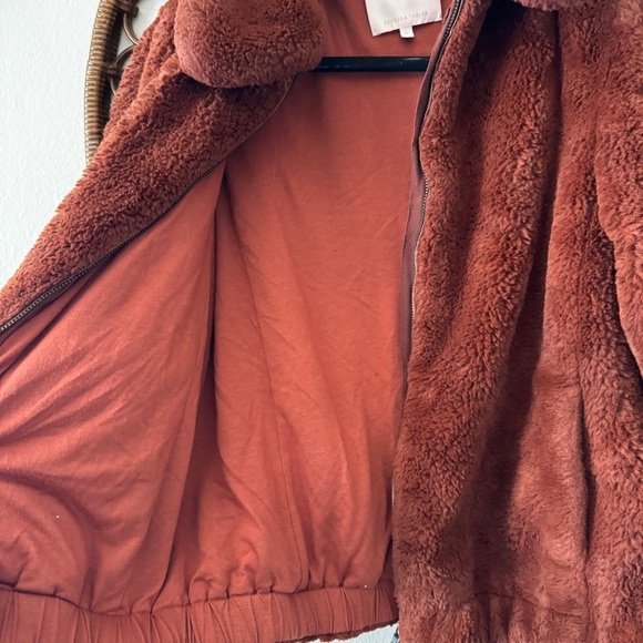 Rebecca Taylor faux fur bomber jacket coat in spice size M - Picture 4 of 9